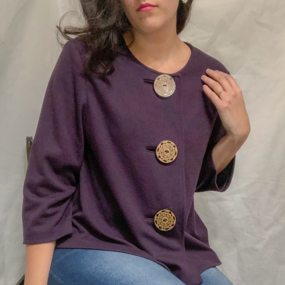 Violet Smock Blouse, oversize button down tunic 8